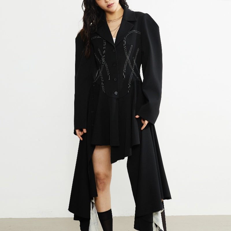 ShopBAM — Irregular Hem Suit Coat — Mid-Length, Black