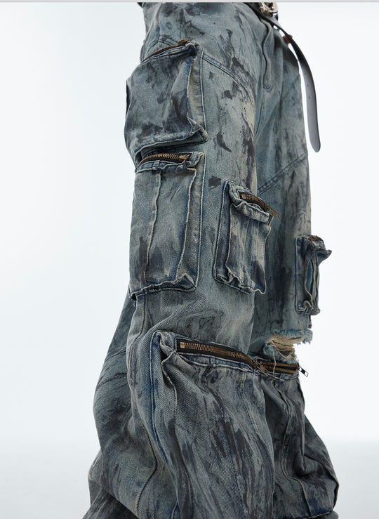 Hand-Painted Distressed Jeans — Men&