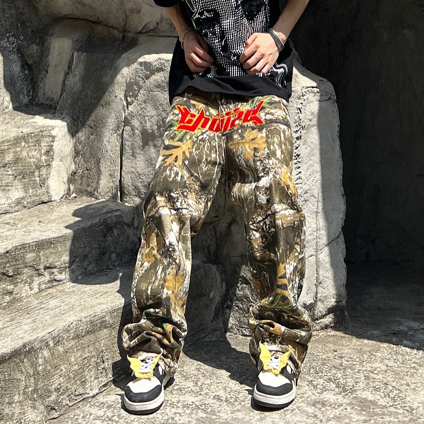 ShopBAM — Camo Alphabet Embroidered Jeans — Women's