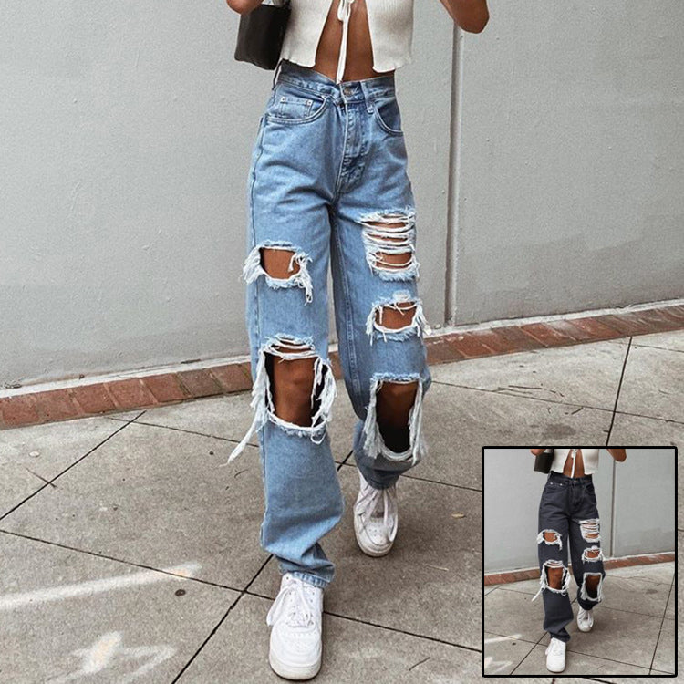 ShopBAM — American Retro Distressed Wide-Leg Jeans — Women's