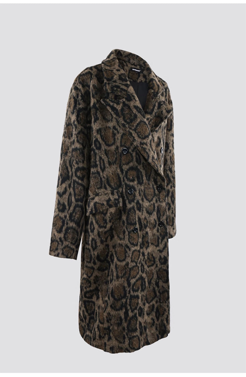 Leopard Print High-End Winter Woolen Coat For Men