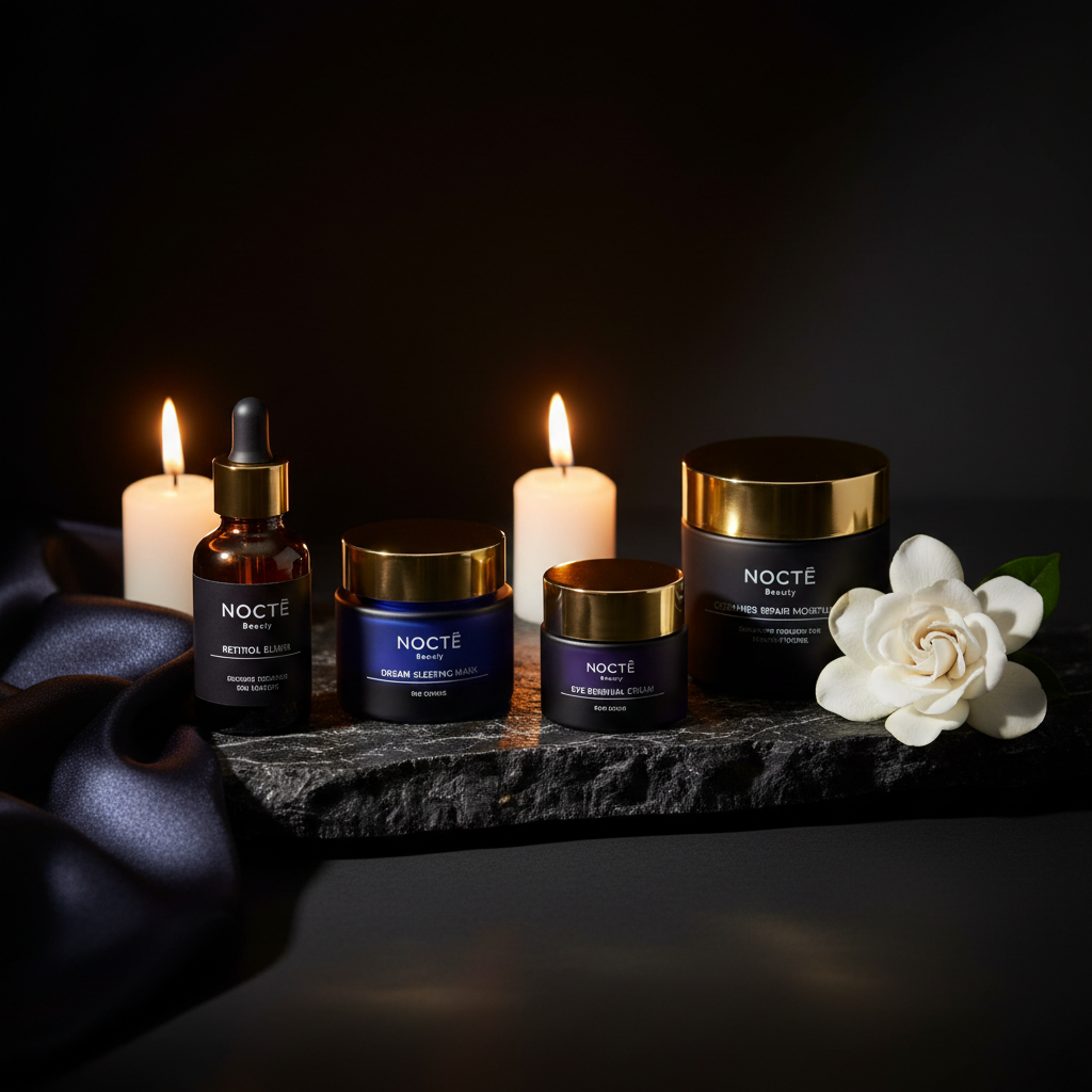 NOCTĒ Beauty — The Night Repair Ritual flatlay