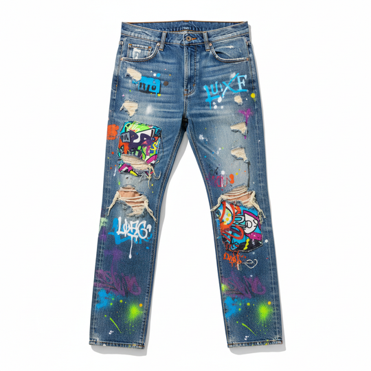 Digital art denim flat lay product photography