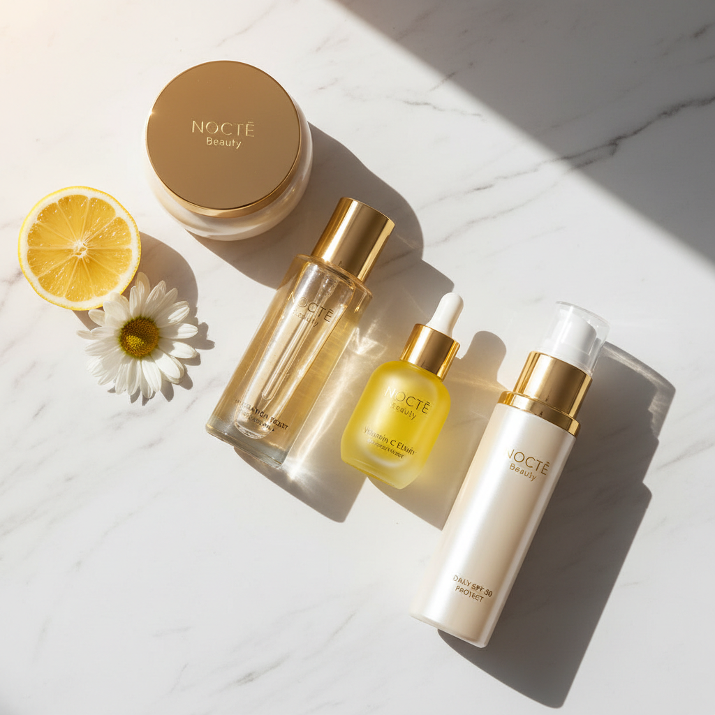 NOCTĒ Beauty — The Morning Ritual flatlay