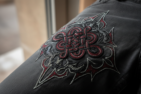 Chinese knot embroidery detail close-up
