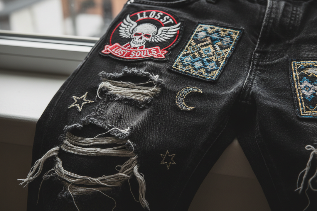 Badge patch and embroidery detail close-up