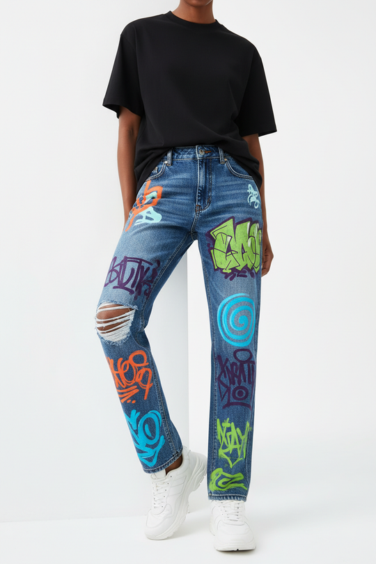 Premium Digital Art Distressed Denim editorial shot