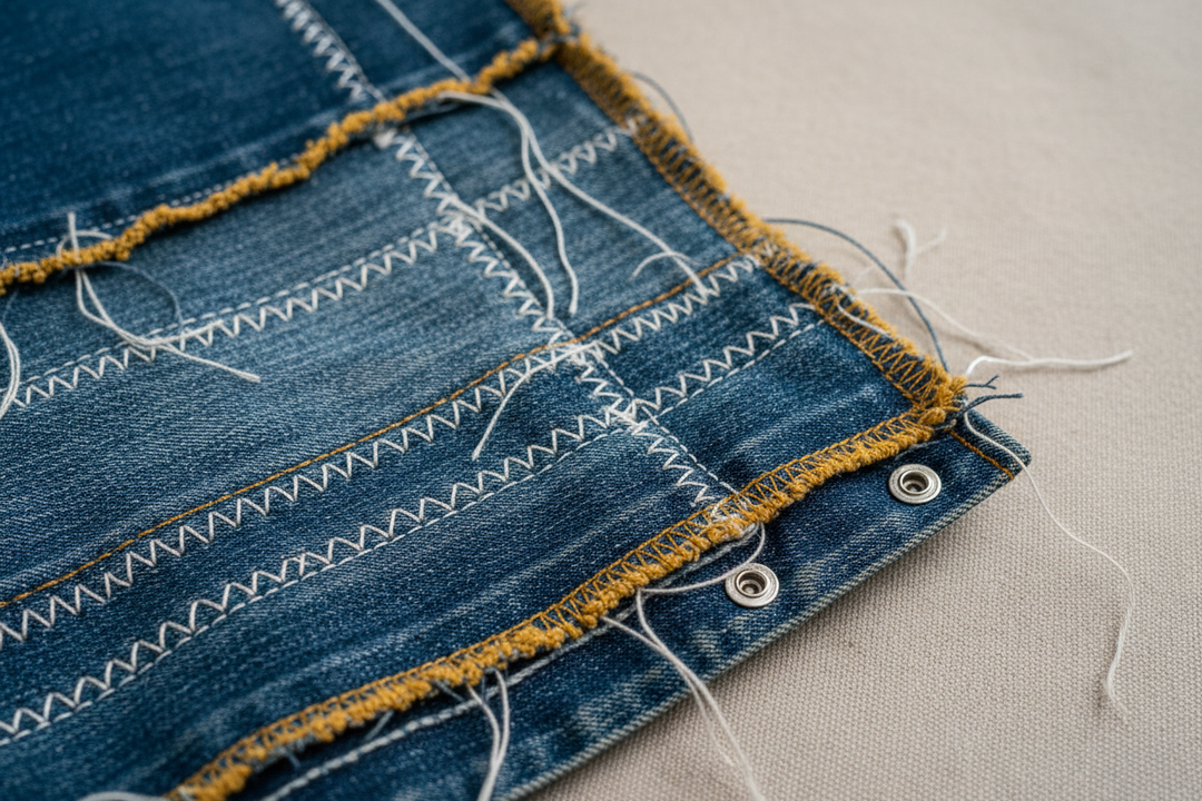 Detachable stitching and contrast edging detail close-up
