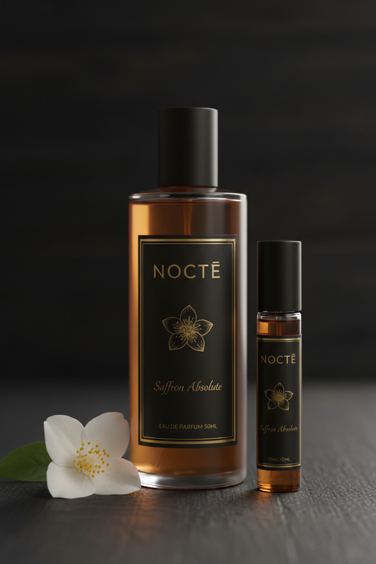 NOCTĒ MAISON No. 1 — Saffron Absolute · The Duo · 50mL EDP + 10mL Rollerball