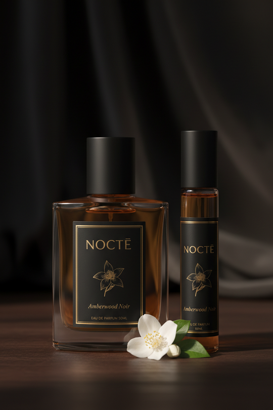 NOCTĒ MAISON No. 3 — Amberwood Noir · The Duo · 50mL EDP + 10mL Rollerball