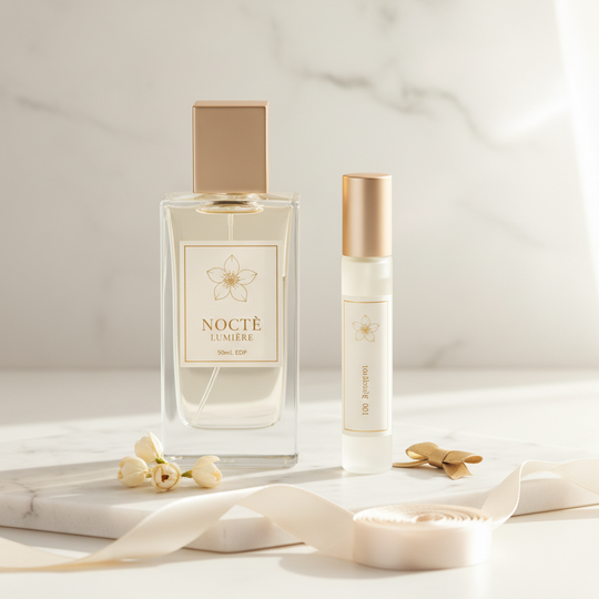 NOCTĒ Beauty — NOCTĒ LUMIÈRE No. 1 — Midnight · The Duo · 50mL EDP + 10mL Rollerball